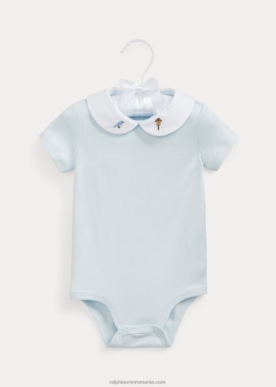 albastru de beril bebelus Ralph Lauren body din bumbac brodat cu albine 046887705