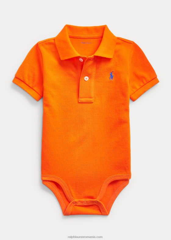navigand portocaliu bebelus Ralph Lauren body polo din plasă de bumbac 046887684