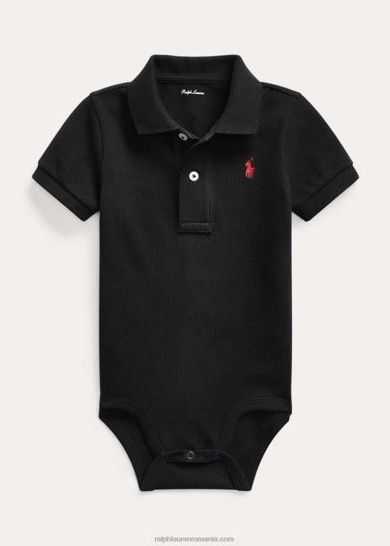 negru bebelus Ralph Lauren body polo din plasă de bumbac 0468810009