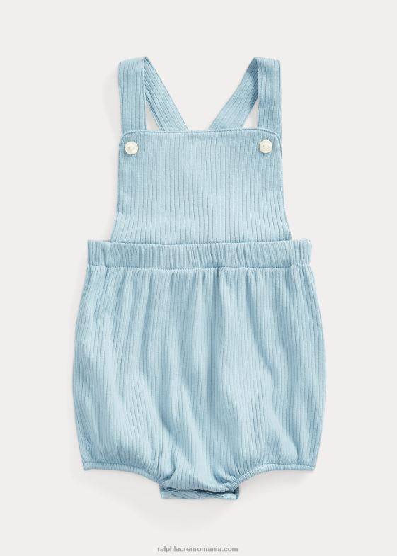 nota albastra bebelus Ralph Lauren salopetă din bumbac cu nervuri 046887735
