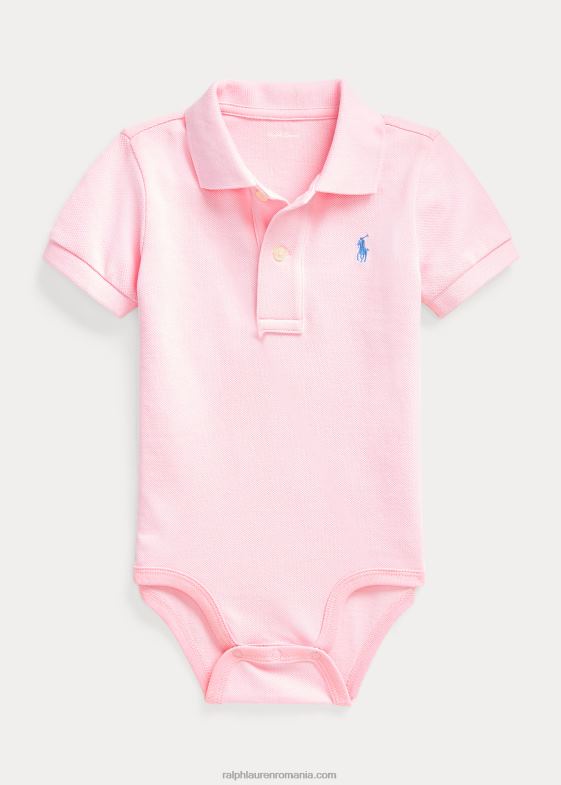roz carmel bebelus Ralph Lauren body polo din plasă de bumbac 046887685