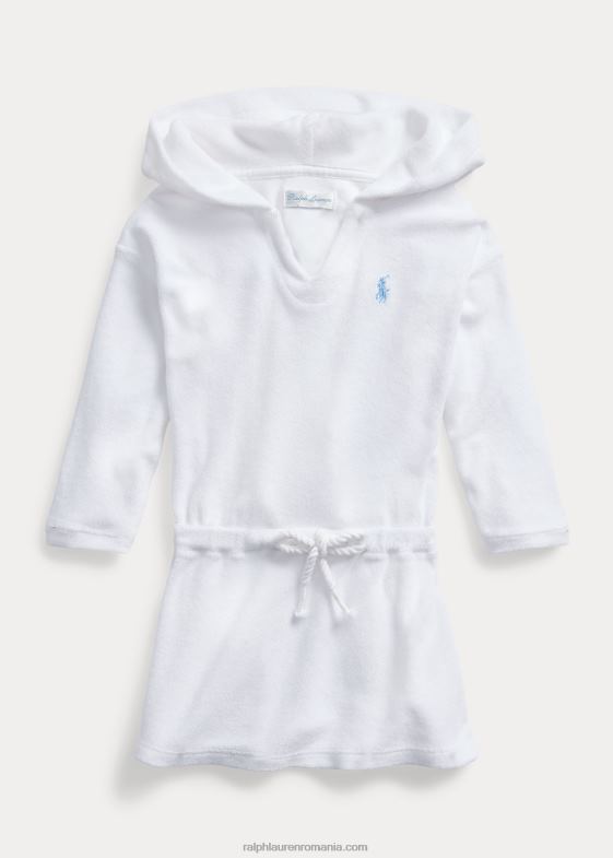 alb bebelus Ralph Lauren acoperire din felou cu glugă 046887956
