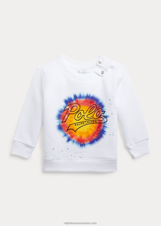 alb bebelus Ralph Lauren hanorac din fleece cu imprimeu tie-dyye 046888305