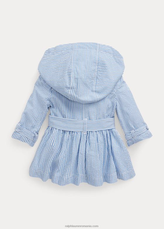 albastru alb bebelus Ralph Lauren trenci cu glugă seersucker 046888328