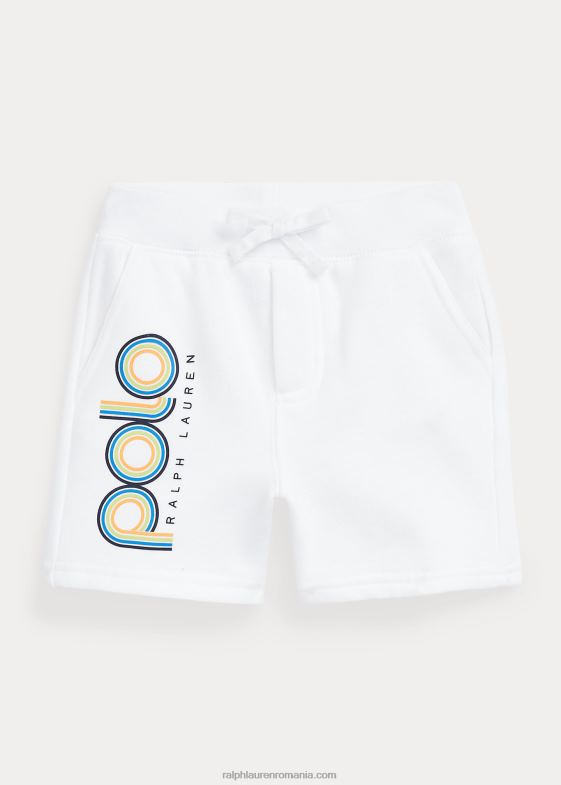 alb bebelus Ralph Lauren scurt fleece cu logo 046887926
