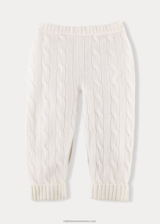alb cald bebelus Ralph Lauren pantalon de cașmir din tricot cablu 046888296