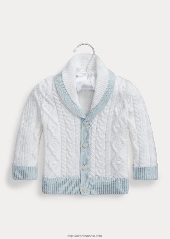 alb bebelus Ralph Lauren cardigan din bumbac tricot aran 046888010