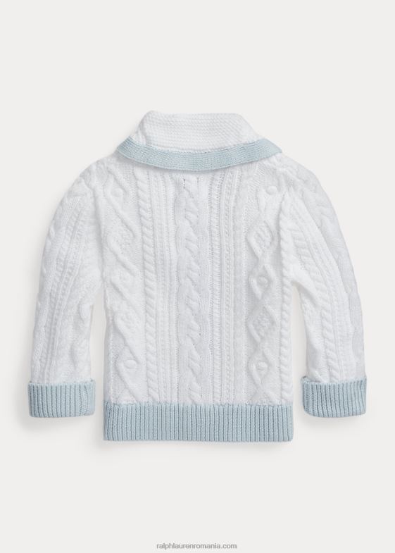 alb bebelus Ralph Lauren cardigan din bumbac tricot aran 046888010