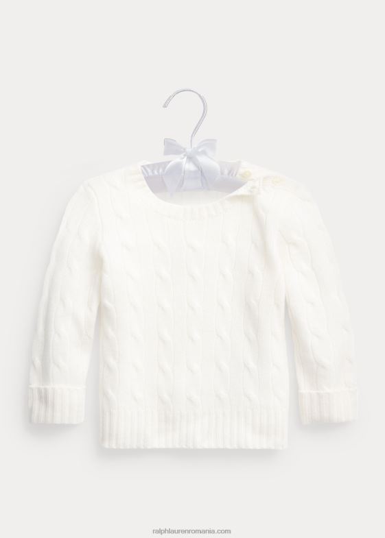 alb cald bebelus Ralph Lauren iconicul pulover din cașmir tricot în cablu 046887996