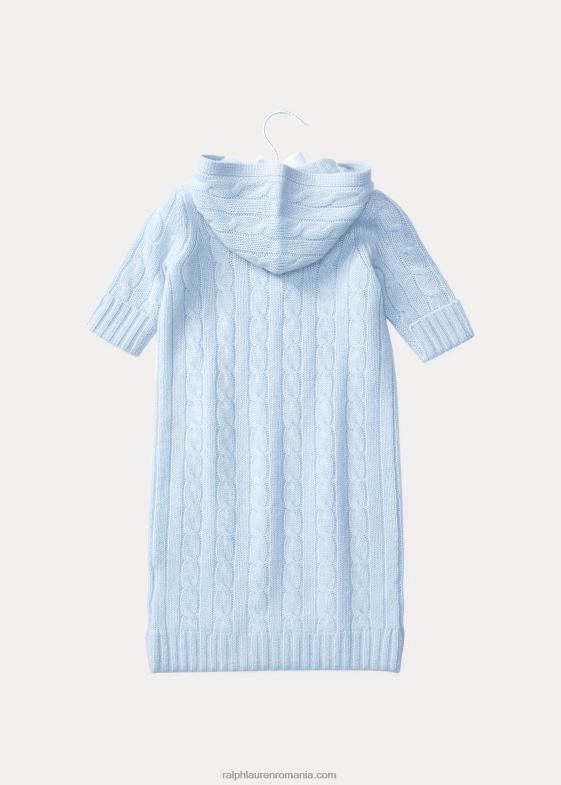 albastru sidefat bebelus Ralph Lauren bunting din cașmir tricot în cablu 046887754