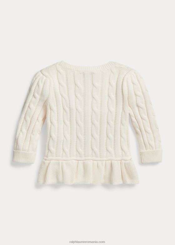 crema clubhouse bebelus Ralph Lauren cardigan peplum din bumbac cablu 0468810036
