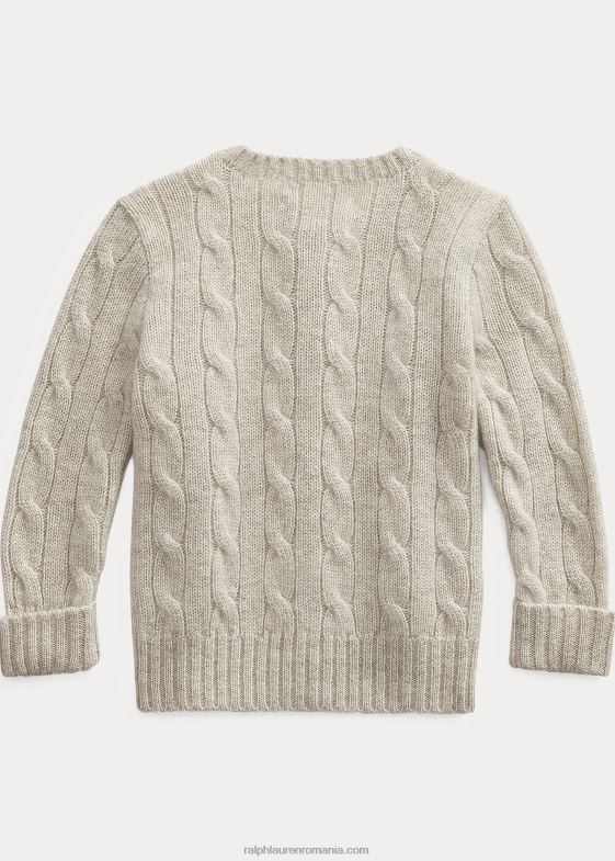 erica gri deschis bebelus Ralph Lauren cardigan din cașmir din tricot cablu 046888006