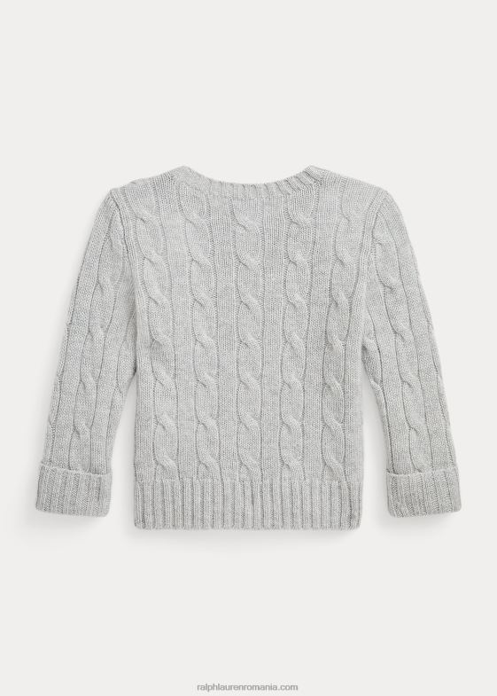 erica gri mediu bebelus Ralph Lauren iconicul pulover din cașmir tricot în cablu 046887994