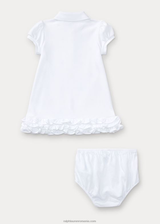 alb bebelus Ralph Lauren rochie polo cu volane și bluză 046887835
