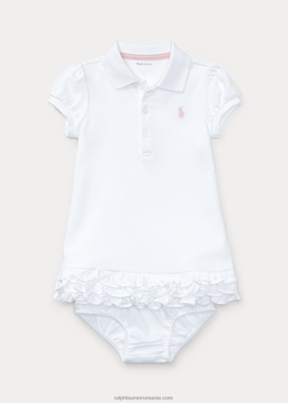 alb bebelus Ralph Lauren rochie polo cu volane și bluză 046887843