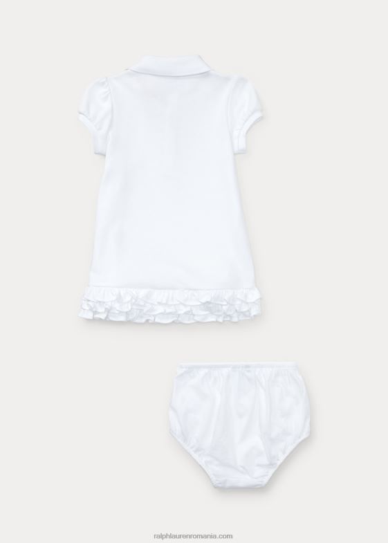 alb bebelus Ralph Lauren rochie polo cu volane și bluză 046887843