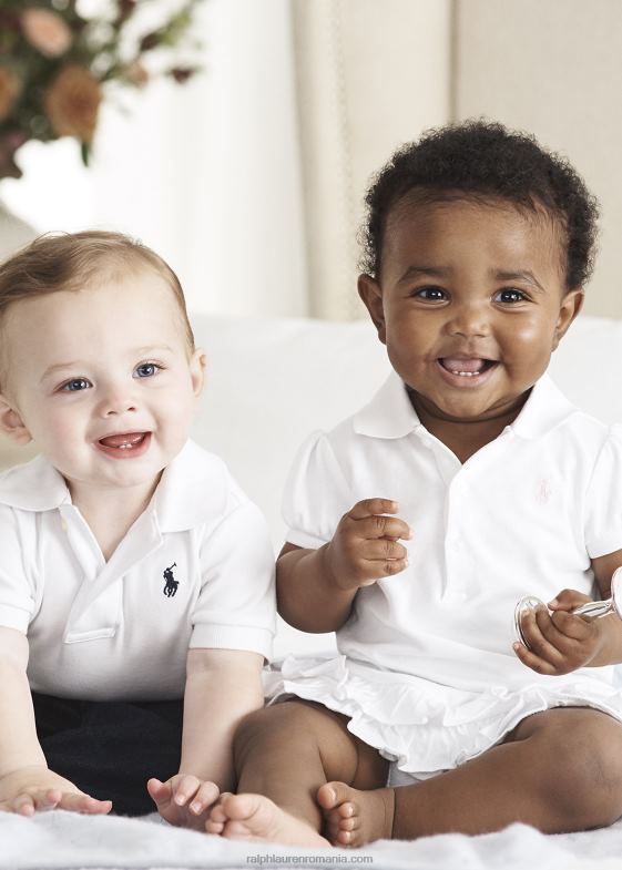 alb bebelus Ralph Lauren rochie polo cu volane și bluză 046887843