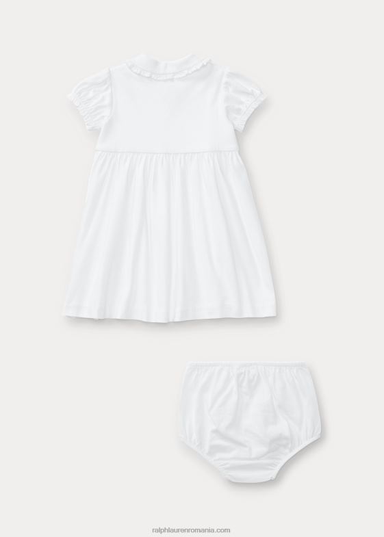 alb bebelus Ralph Lauren rochie polo cu volane și bluză 046887864