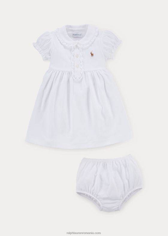 alb bebelus Ralph Lauren rochie polo cu volane și bluză 046887864