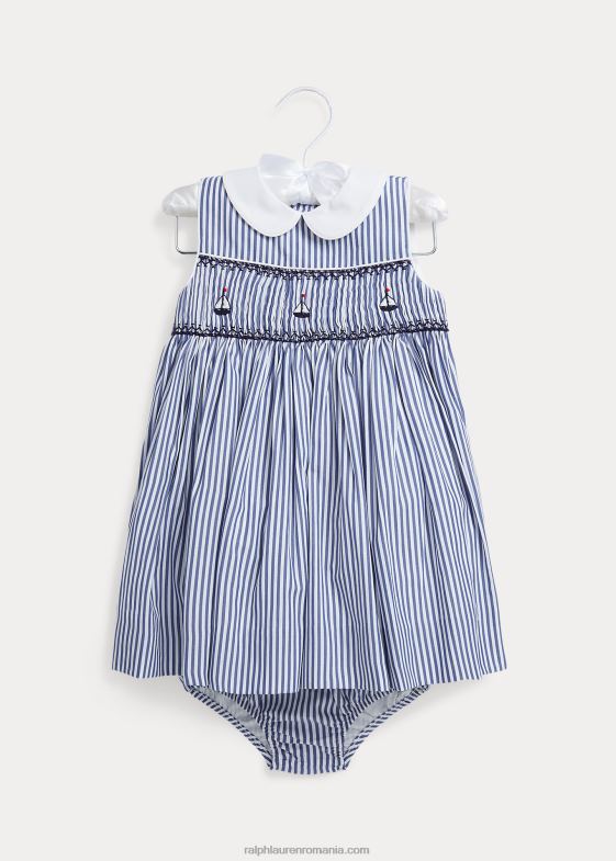bleumarin/alb bebelus Ralph Lauren rochie din popelin de bumbac pentru barca cu pânze 046887867