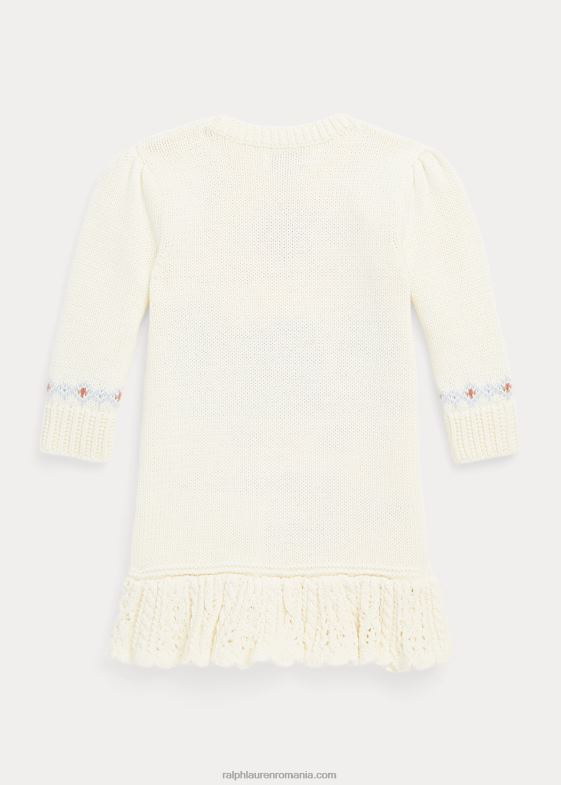 crema clubhouse bebelus Ralph Lauren rochie pulover din bumbac din tricot intarsia 046888237