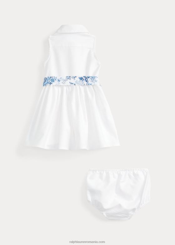 deckwash alb bebelus Ralph Lauren rochie cămașă oxford cu centură și bloomer 046887851