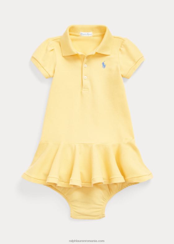 galben de porumb bebelus Ralph Lauren rochie polo din plasă de bumbac 046888221