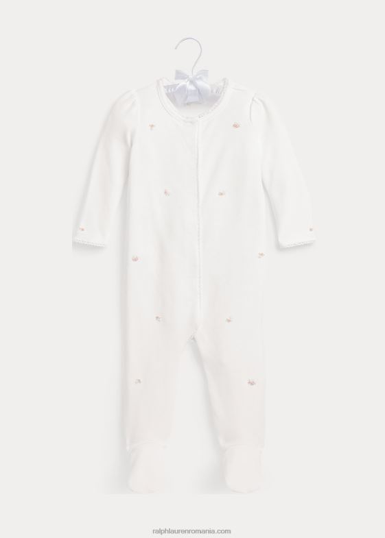 alb bebelus Ralph Lauren salopetă florală din bumbac organic 046887751