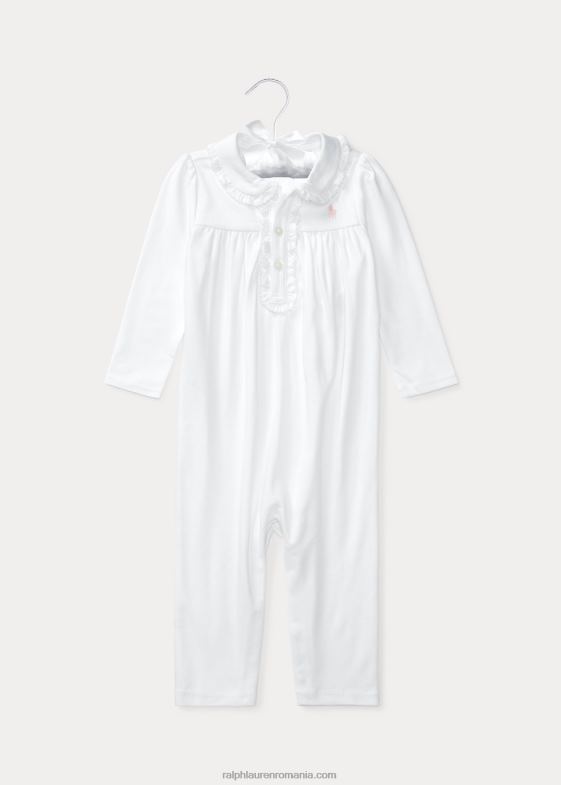 alb bebelus Ralph Lauren salopetă polo din bumbac 046887749