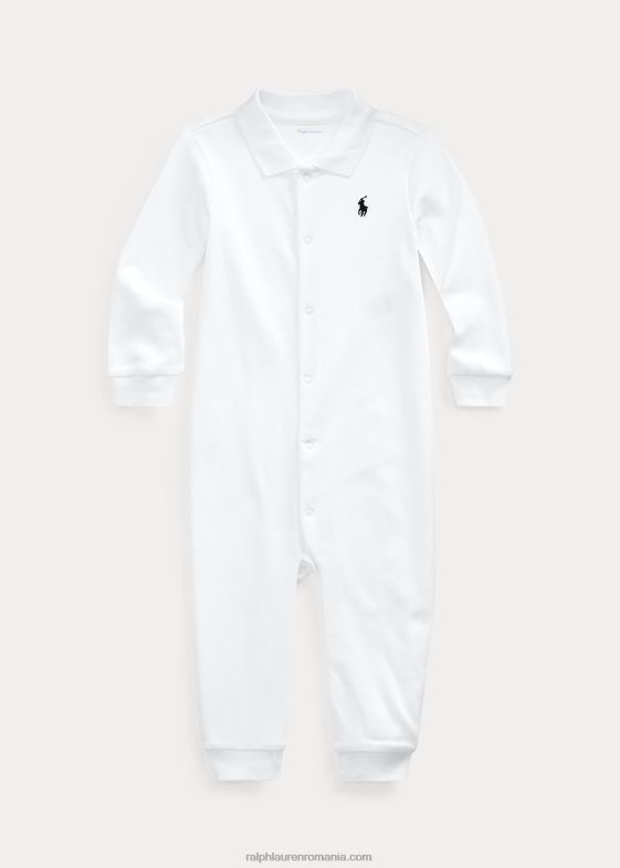 alb bebelus Ralph Lauren salopetă polo din bumbac moale 046887709