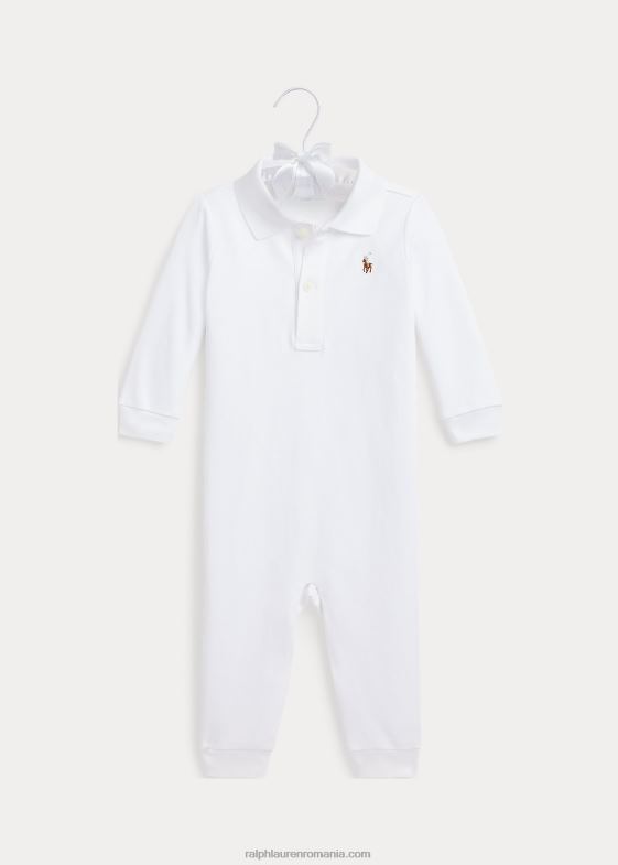 alb bebelus Ralph Lauren salopetă polo din bumbac moale 046887740