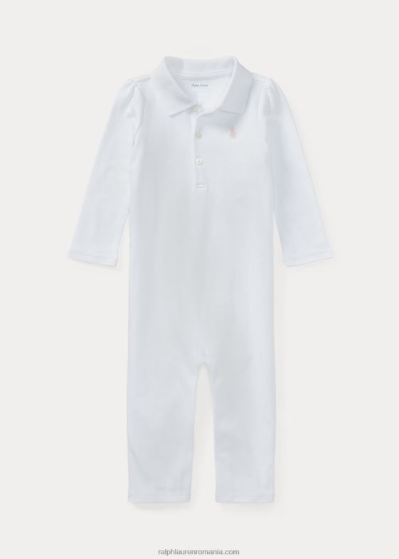 alb bebelus Ralph Lauren salopetă polo interlock din bumbac 046887710