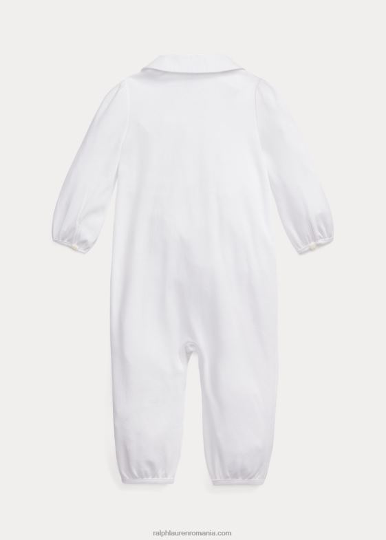 alb bebelus Ralph Lauren salopeta din bumbac cu broderie de gradina 046887745
