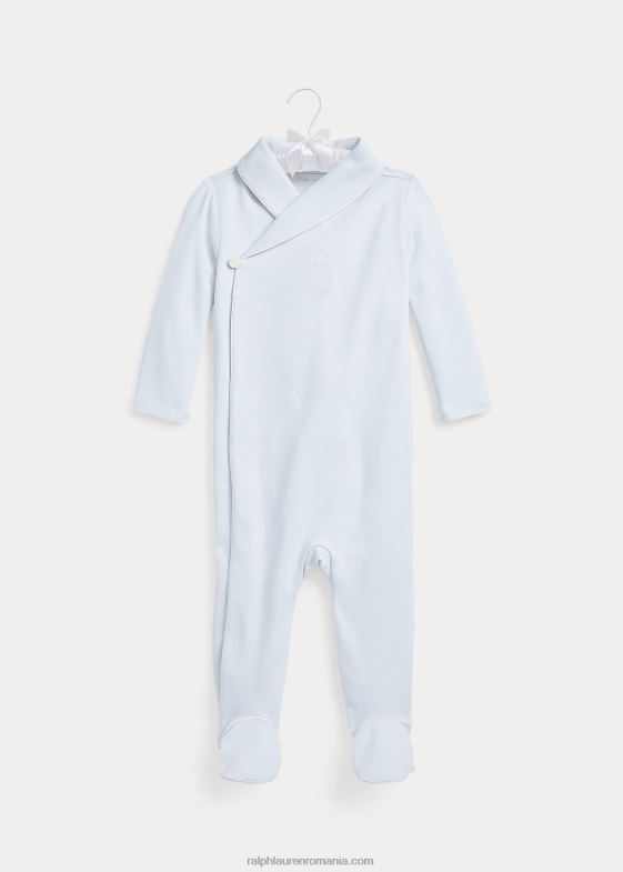 albastru de beril bebelus Ralph Lauren salopetă din bumbac cu picioare interlock 046887752