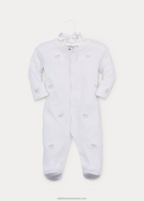 bebelus Ralph Lauren salopetă de bumbac cu picioare de cal balansoar 046888174