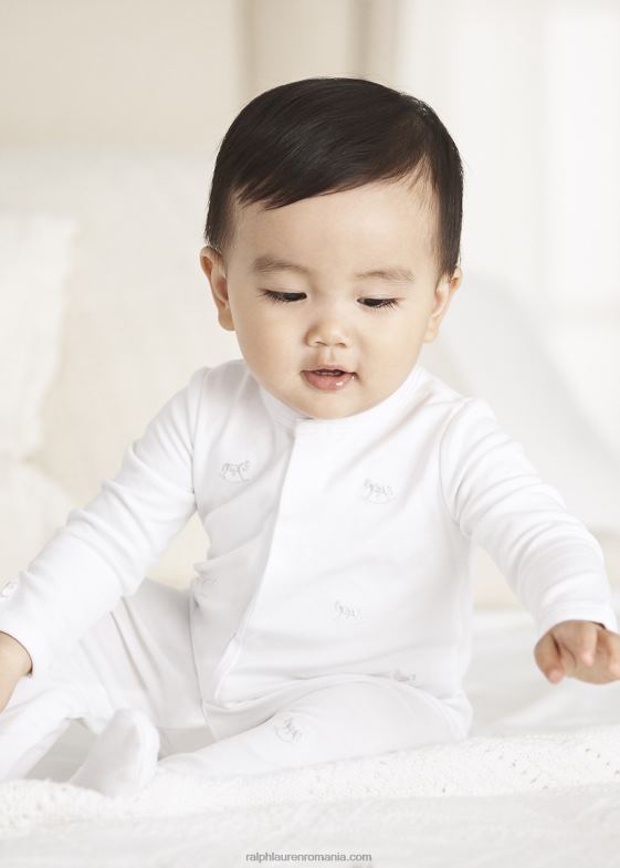 bebelus Ralph Lauren salopetă de bumbac cu picioare de cal balansoar 046888174