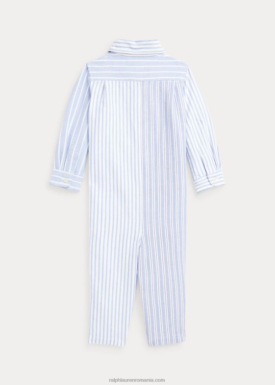 cămașă albastră bebelus Ralph Lauren salopetă distractivă din bumbac în dungi 046888170
