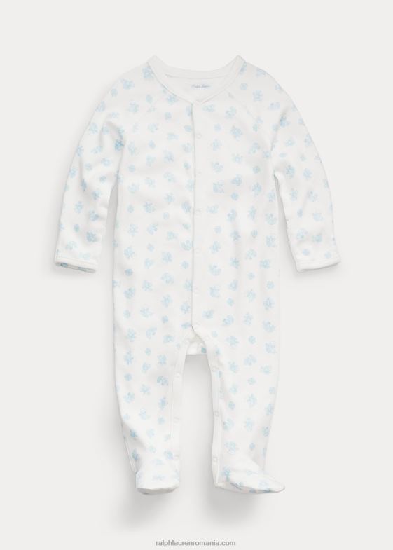 multi albastru bebelus Ralph Lauren salopetă din bumbac cu picioare interlock 046887722