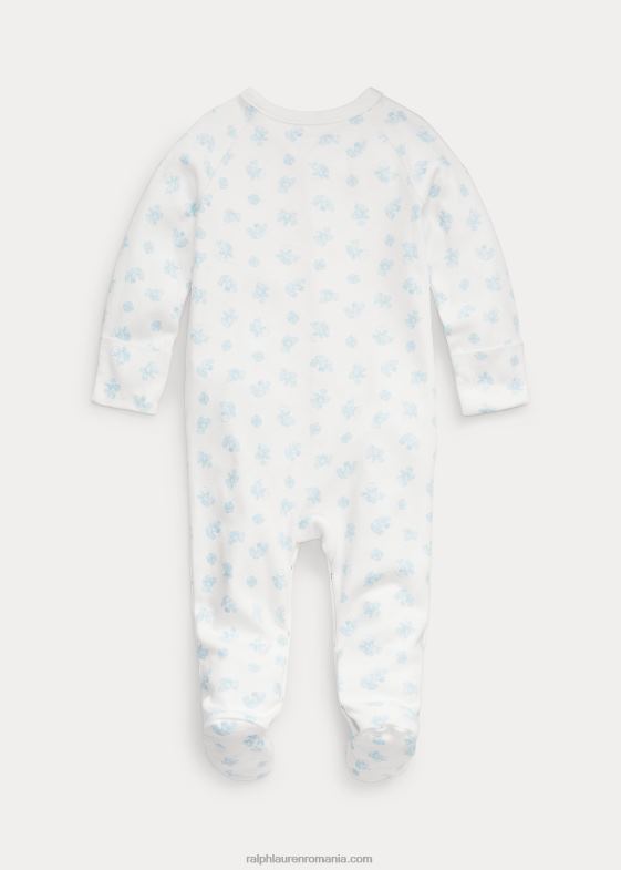 multi albastru bebelus Ralph Lauren salopetă din bumbac cu picioare interlock 046887722