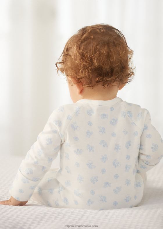 multi albastru bebelus Ralph Lauren salopetă din bumbac cu picioare interlock 046887722