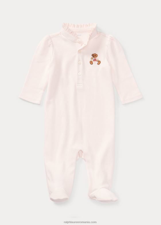 roz delicat bebelus Ralph Lauren Compartiment polo brodat cu picioare de urs 046887724