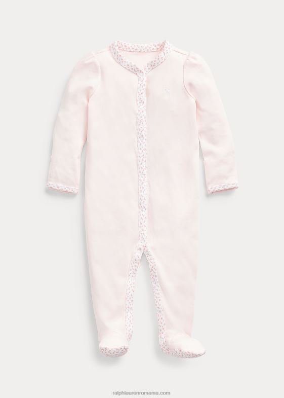 roz delicat bebelus Ralph Lauren salopetă cu picior cu ornamente florale 046887715