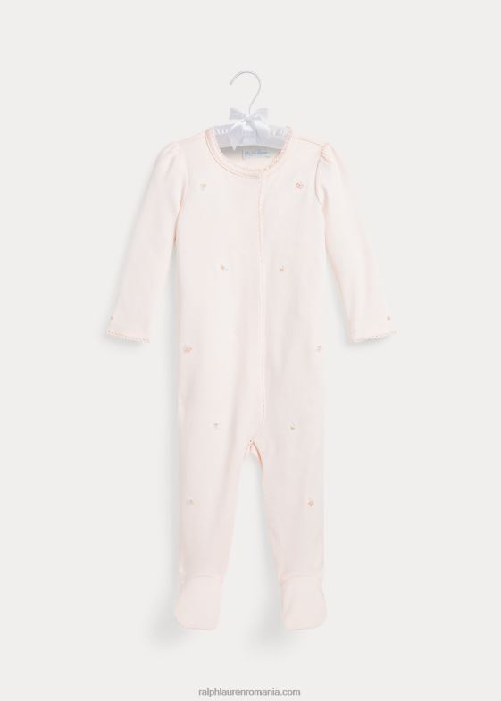 roz delicat bebelus Ralph Lauren salopetă florală din bumbac organic 046887750