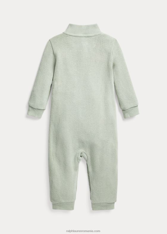 verde deschis bebelus Ralph Lauren salopetă din bumbac cu coaste franceze 0468810044