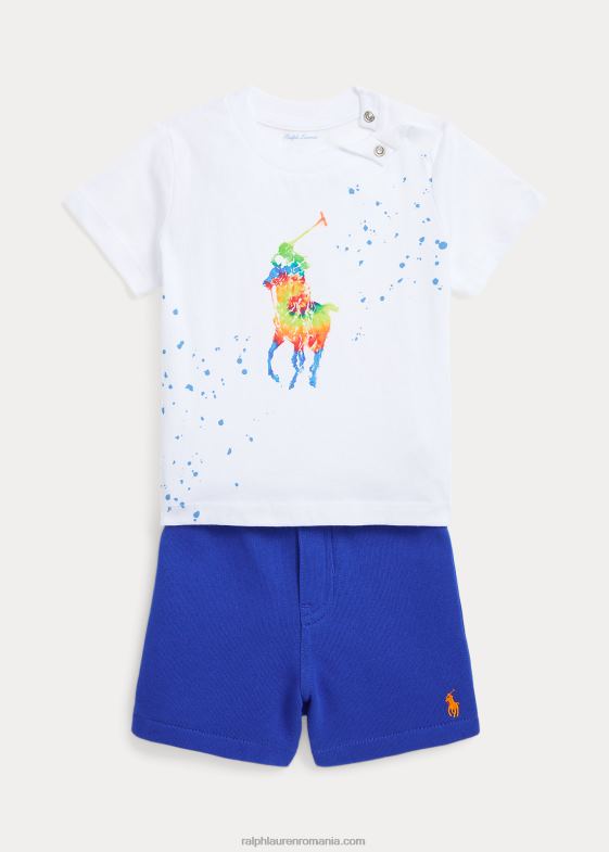alb bebelus Ralph Lauren set de tricou din tricou mare ponei și scurt fleece 046888182