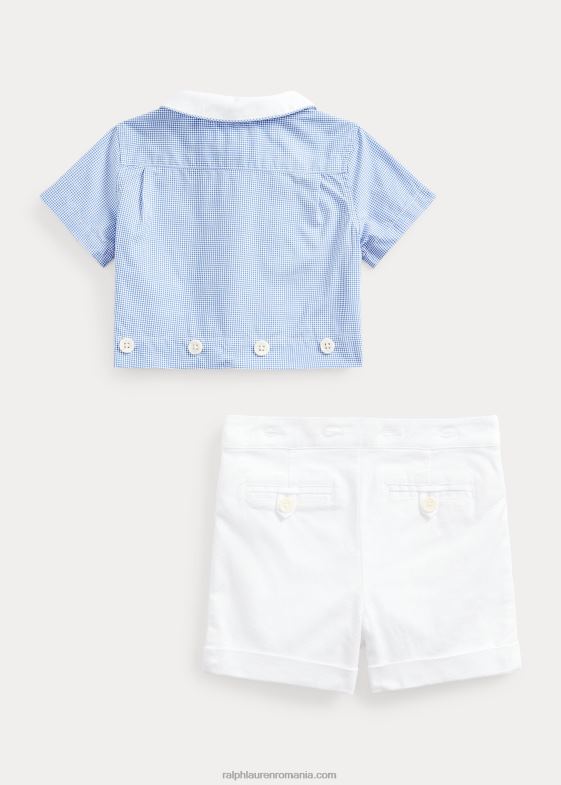 albastru alb bebelus Ralph Lauren Cămașă din popelin vichy și set scurt dobby 046887804