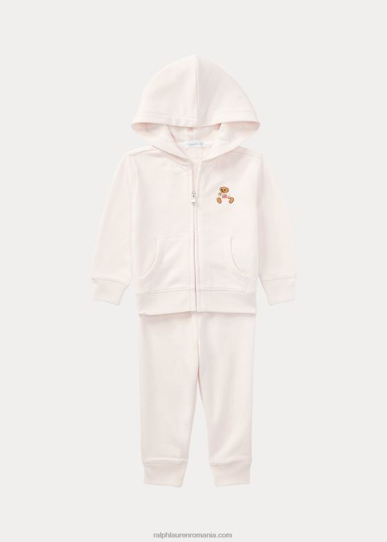 roz delicat bebelus Ralph Lauren Set de hanorace și pantaloni French Terry 046887788