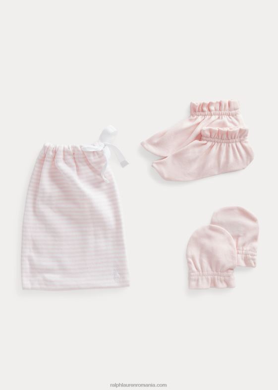 roz delicat bebelus Ralph Lauren set cadou din 3 piese din bumbac organic 0468810045