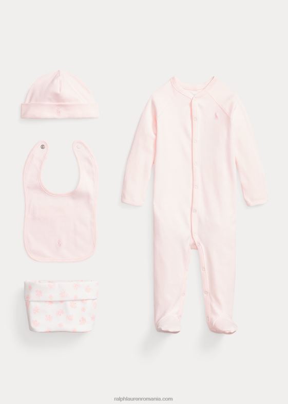 roz delicat bebelus Ralph Lauren set cadou din 4 piese din bumbac organic 046887821