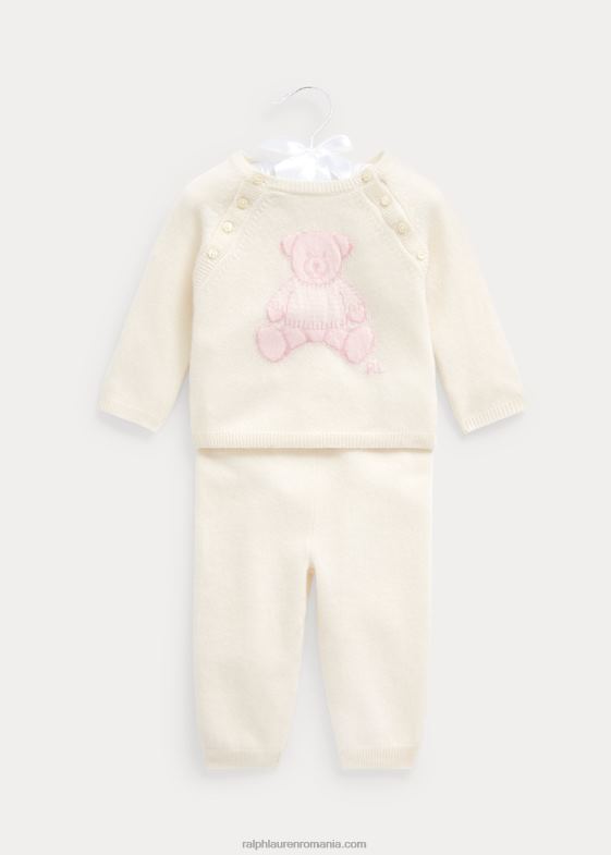 roz deschis bebelus Ralph Lauren Set pantaloni și top din cașmir urs 046887799